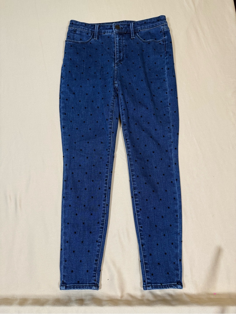 Talbots Petite High Waisted Velvet Dot Jegging Ankle Skinny Jeans, 6P
